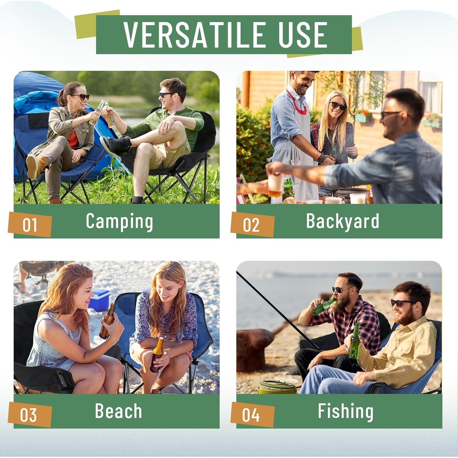 Sillas de Camping Plegables Seeloowy 2 Unidades 150kg Azul Negro