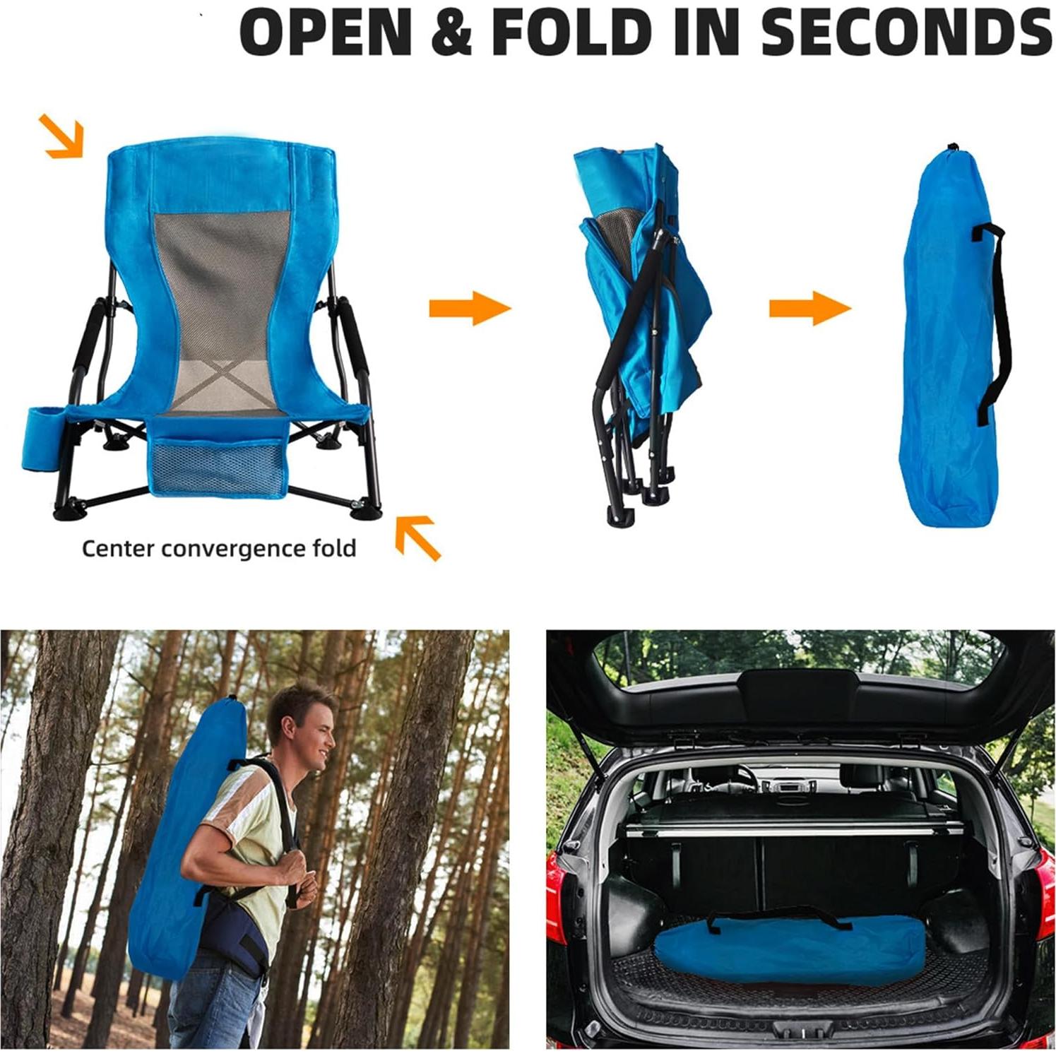 Silla de Playa Plegable Foristrail 2 PCS Azul Claro 300lbs