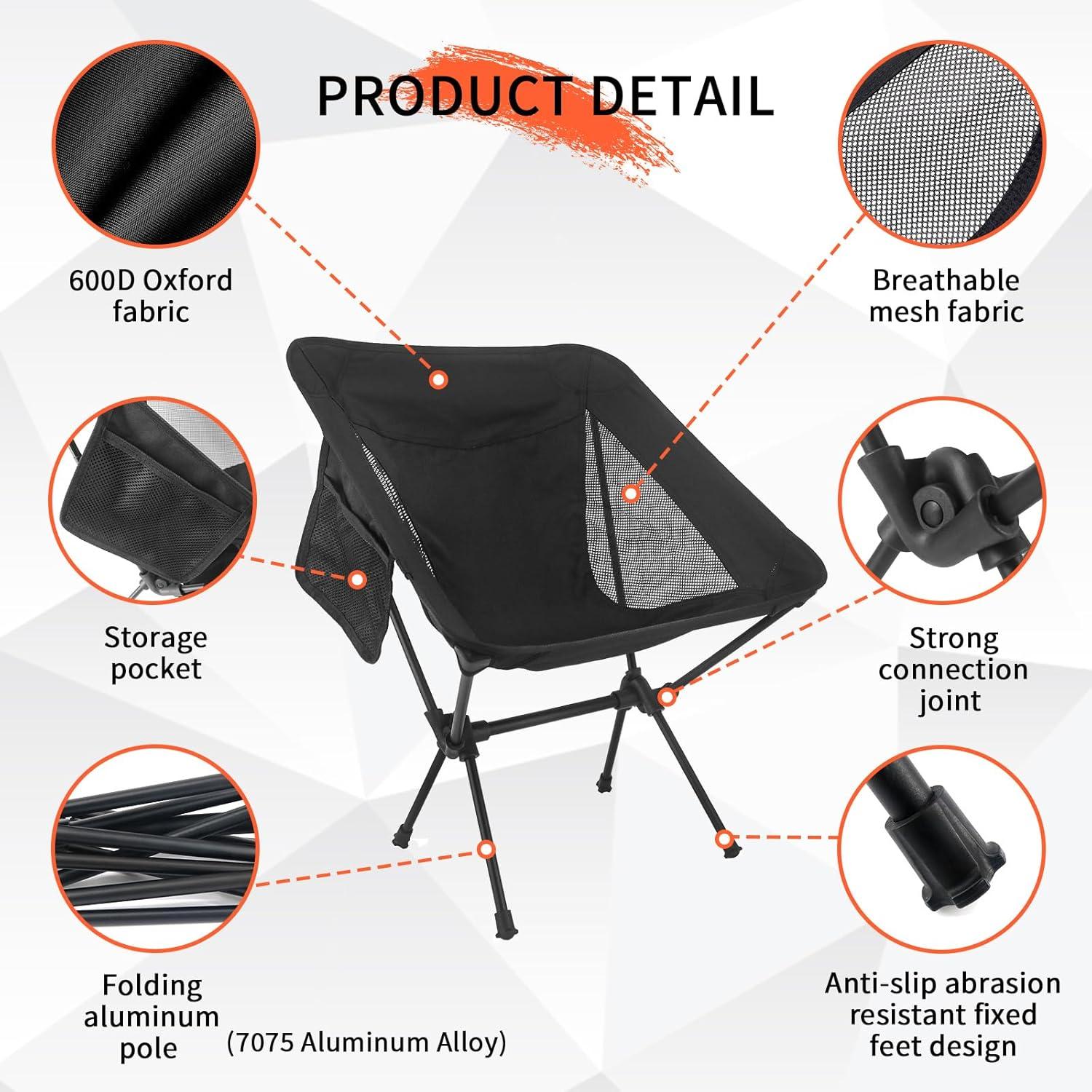 Sillas de Camping NewDoar 2 Piezas Plegables 150 kg