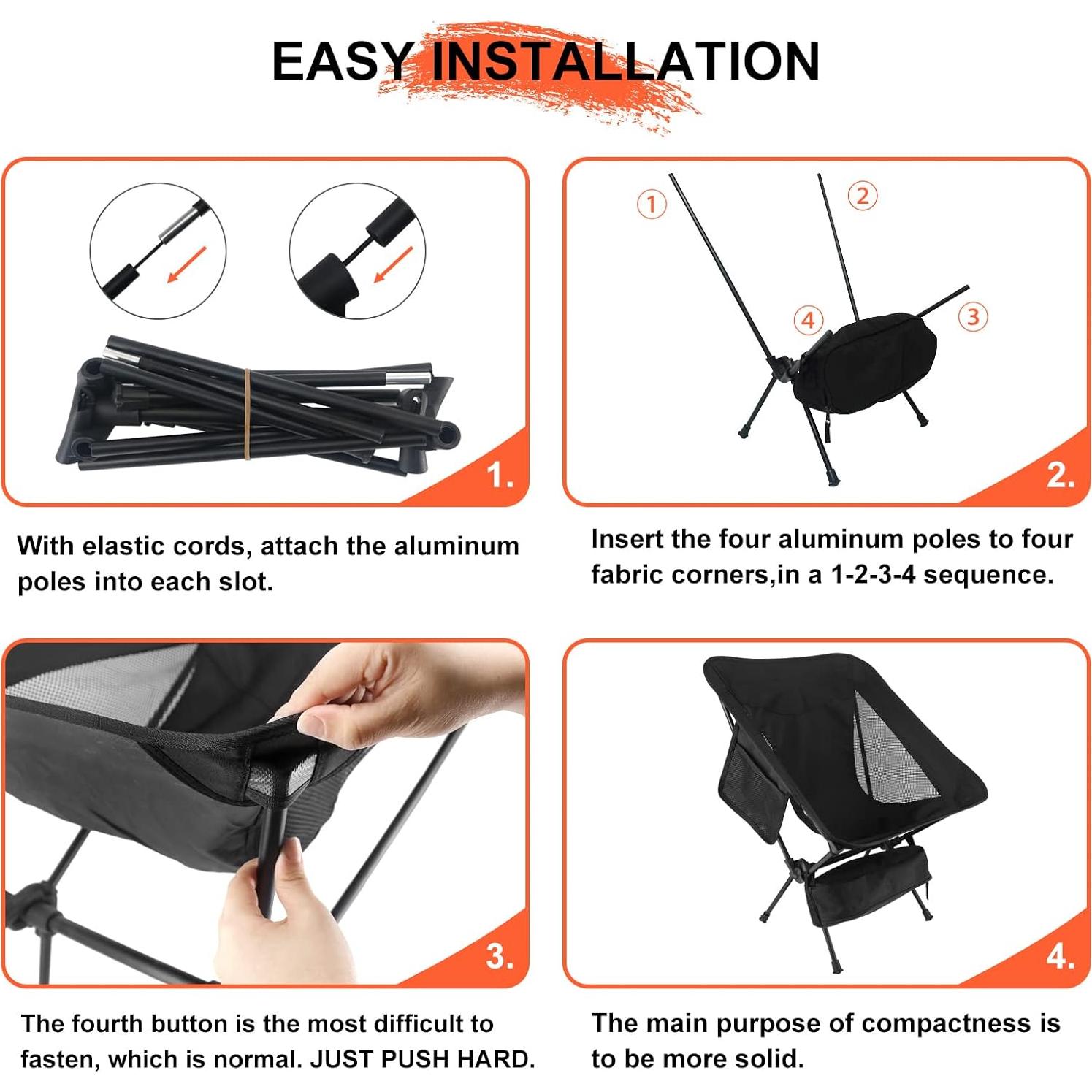 Sillas de Camping NewDoar 2 Piezas Plegables 150 kg