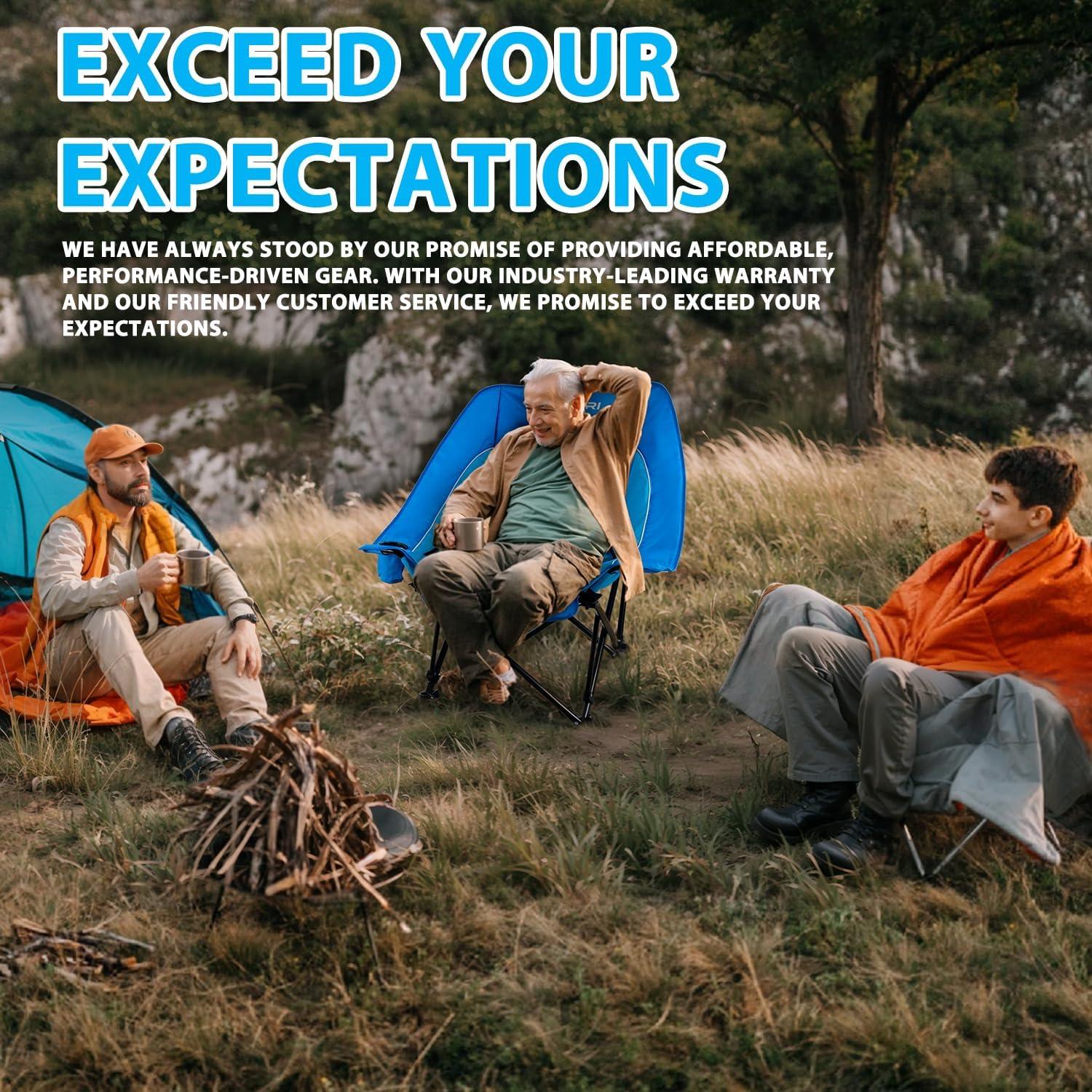 Silla de Camping Sobredimensionada PRETZI Azul 227kg 3 Niveles