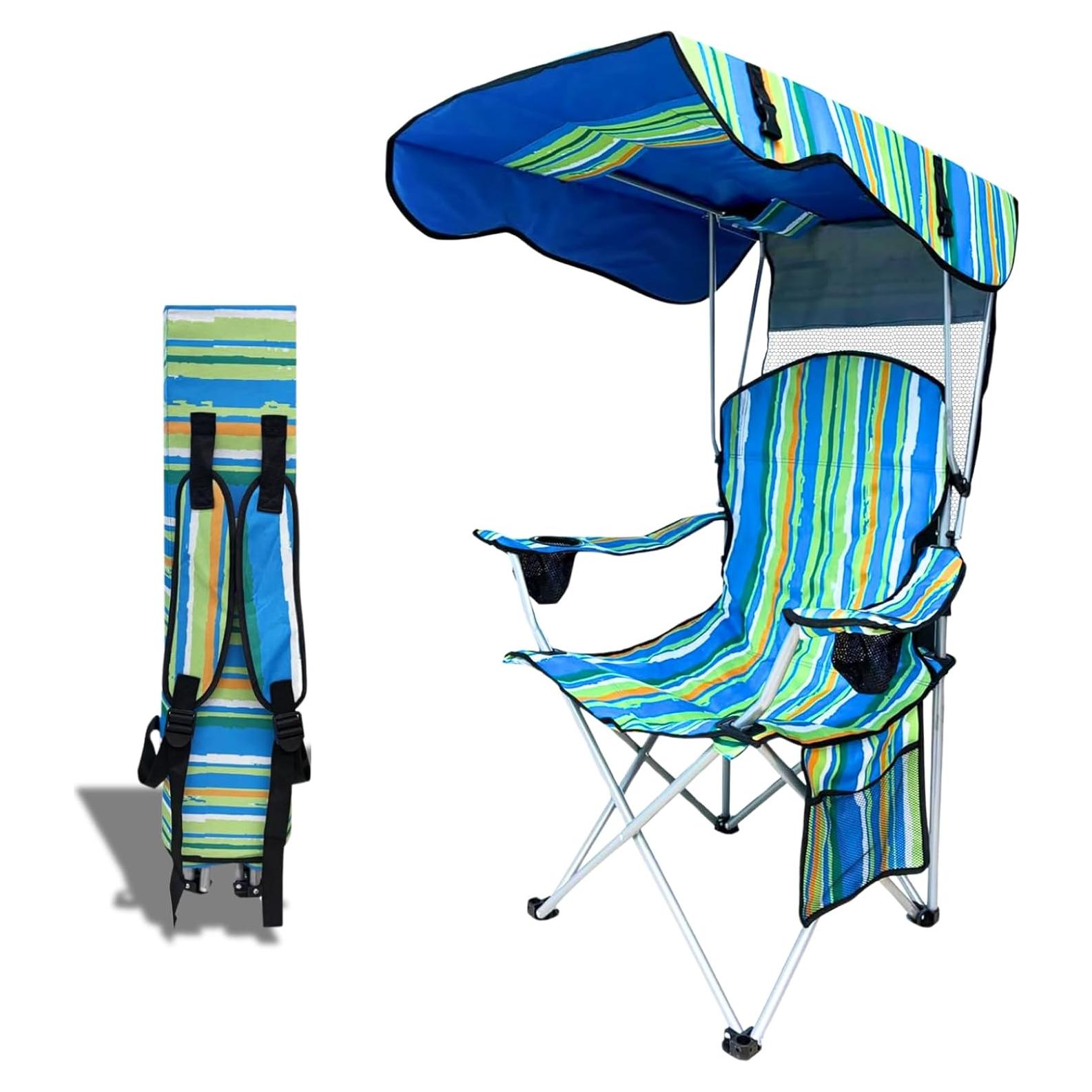 Silla de Camping Plegable CAMP SOLUTIONS con Sombrilla 136 kg