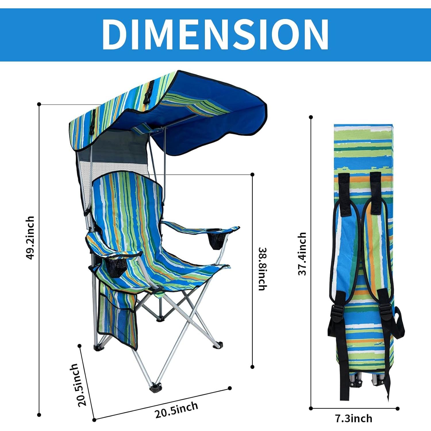 Silla de Camping Plegable CAMP SOLUTIONS con Sombrilla 136 kg