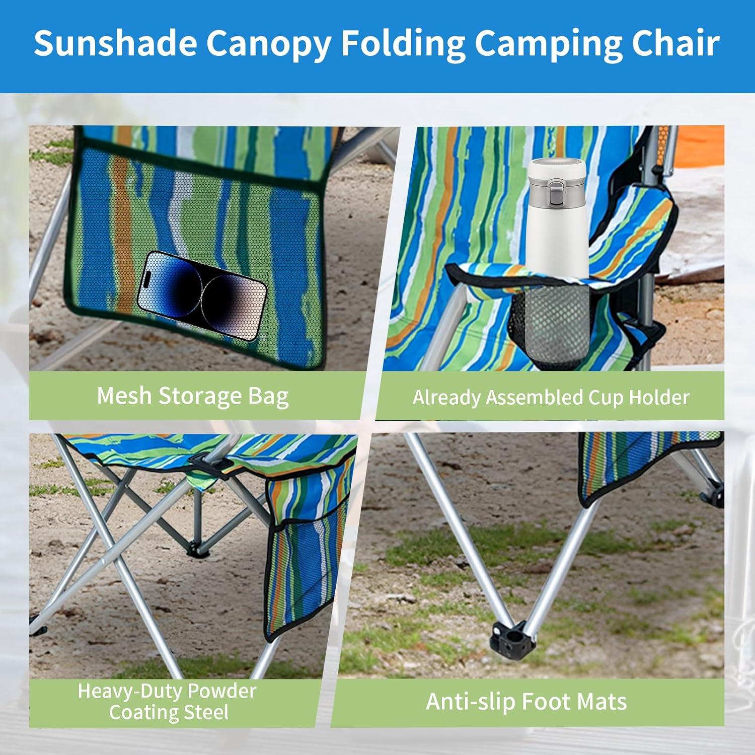 Silla de Camping Plegable CAMP SOLUTIONS con Sombrilla 136 kg