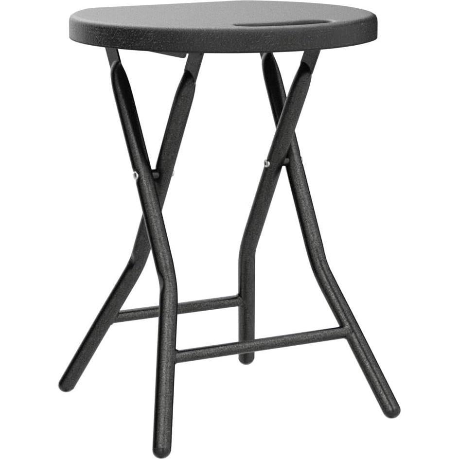5Rcom Folding Stool, 2 Pack Portable Stool Chairs with Handle, Collapsible for Camping RV Party, Heavy Duty Steel Frame, 500lbs Capacity, Black