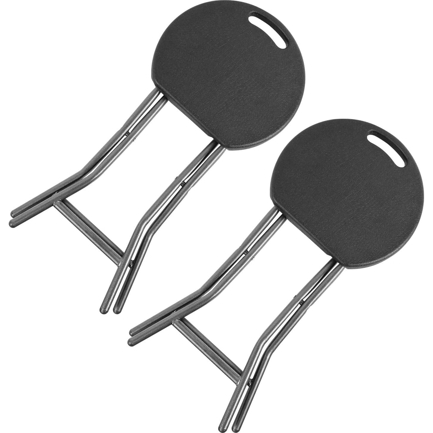 5Rcom Folding Stool, 2 Pack Portable Stool Chairs with Handle, Collapsible for Camping RV Party, Heavy Duty Steel Frame, 500lbs Capacity, Black