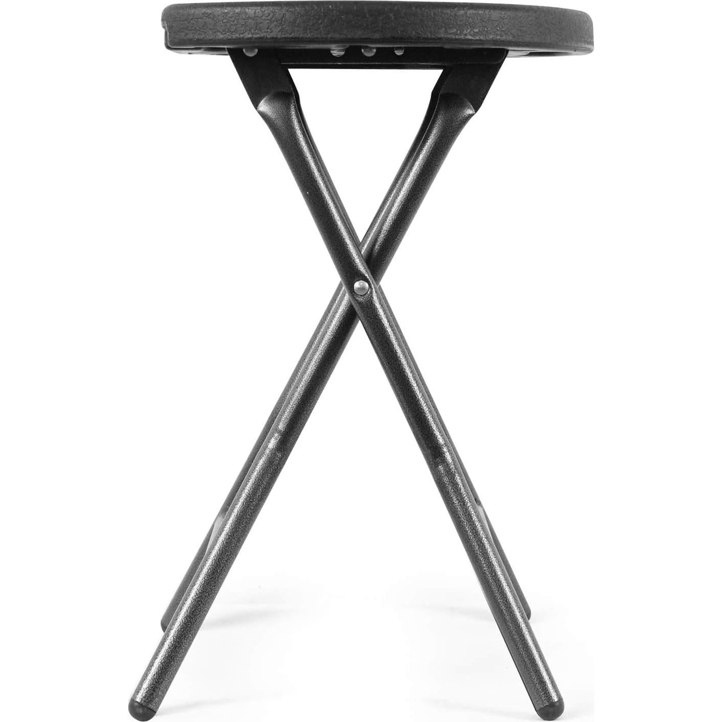 5Rcom Folding Stool, 2 Pack Portable Stool Chairs with Handle, Collapsible for Camping RV Party, Heavy Duty Steel Frame, 500lbs Capacity, Black