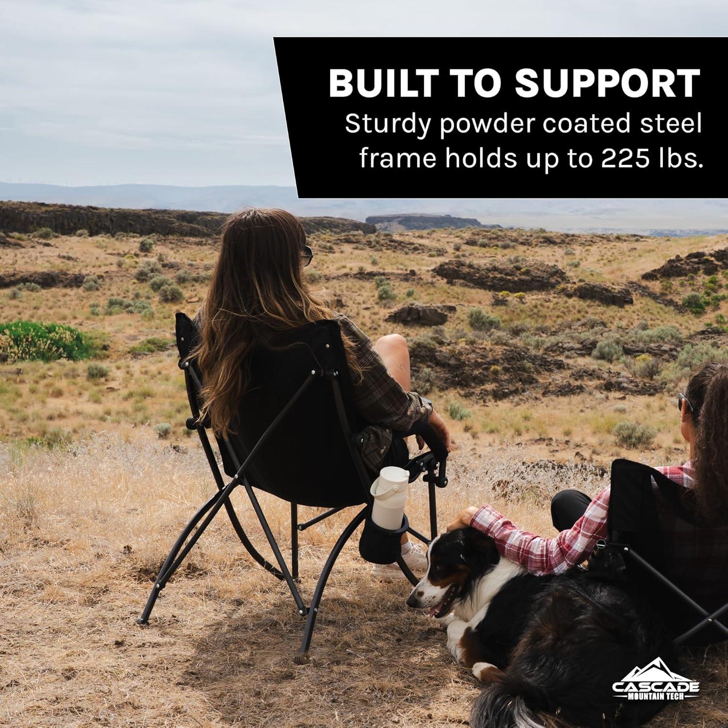 Silla de Campamento Plegable Cascade Mountain Tech Negra 102 kg