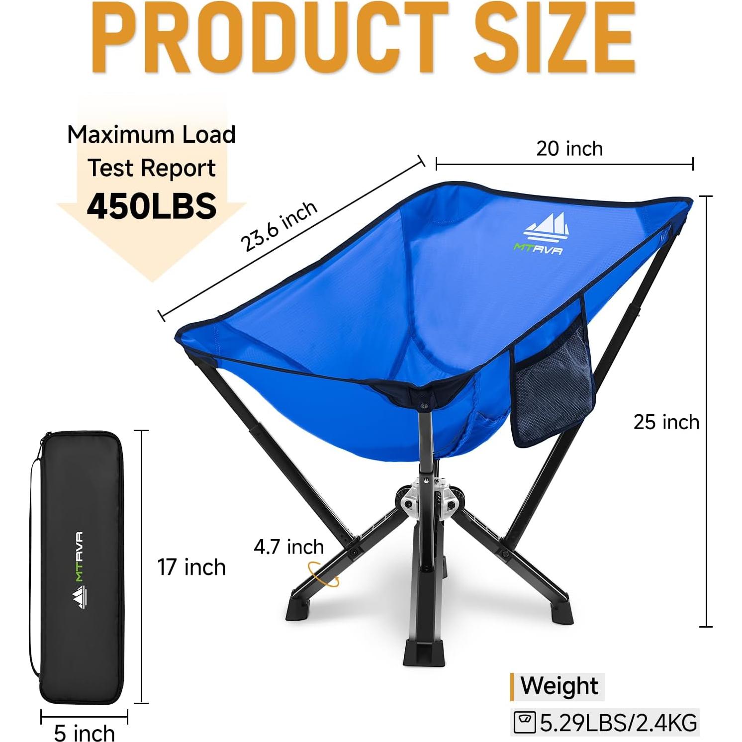 Silla de Camping Plegable MTRVR Azul Clásico 272 Kg