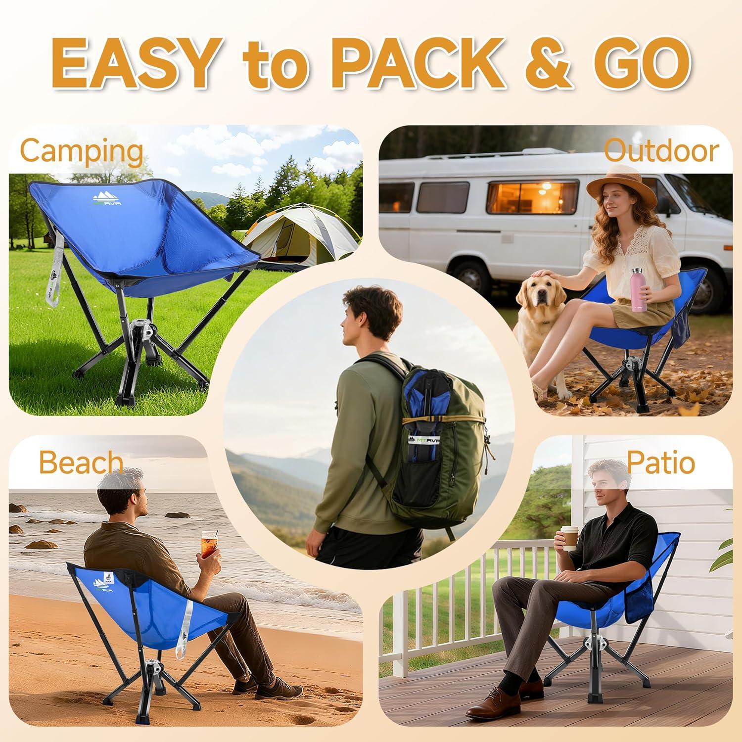 Silla de Camping Plegable MTRVR Azul Clásico 272 Kg