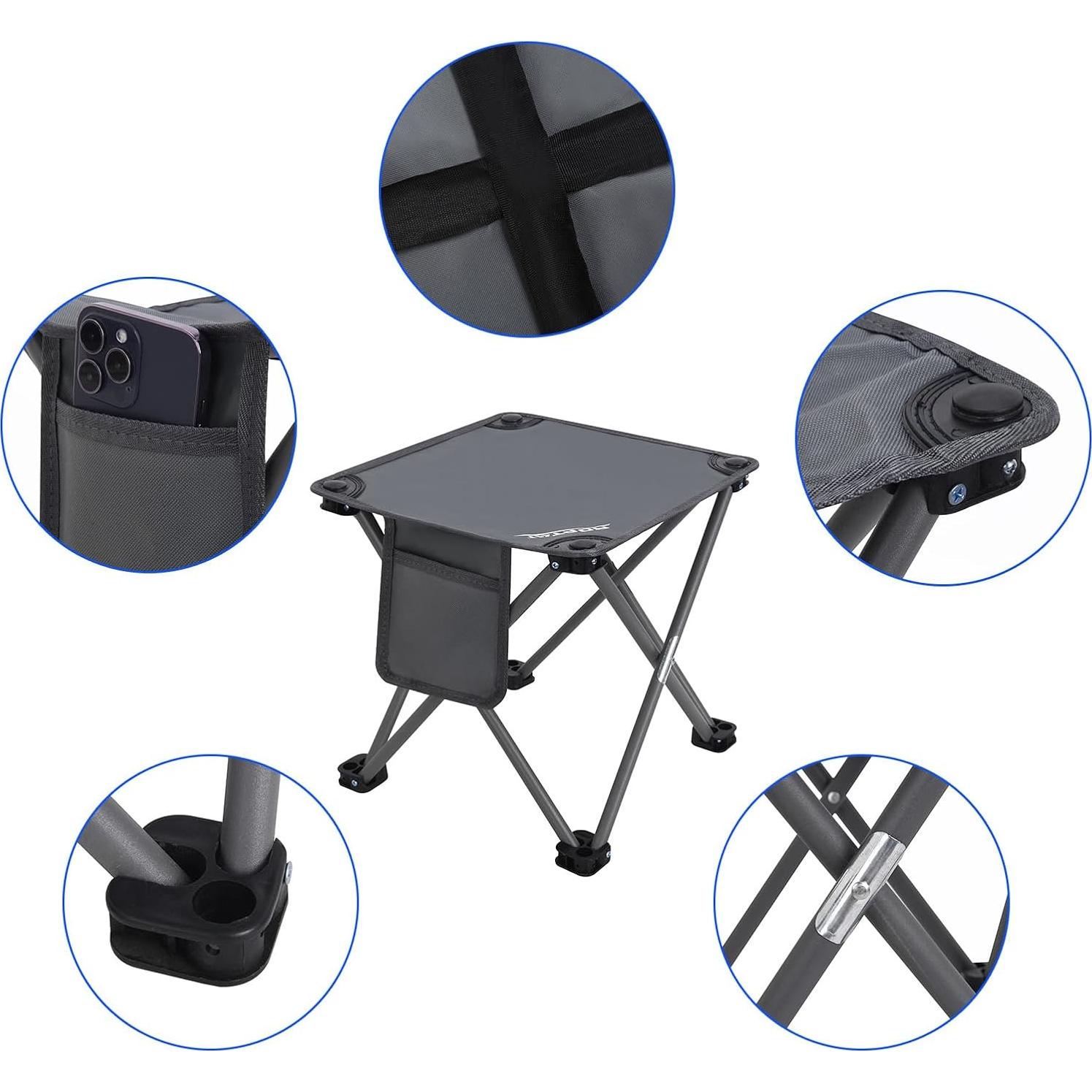 Camping Stool,Portable Folding Compact Lightweight Stool Seat for Camping Fishing Hiking Gardening Outdoor Walking Backpacking Travelling and Beach with Carry Bag (Grey)