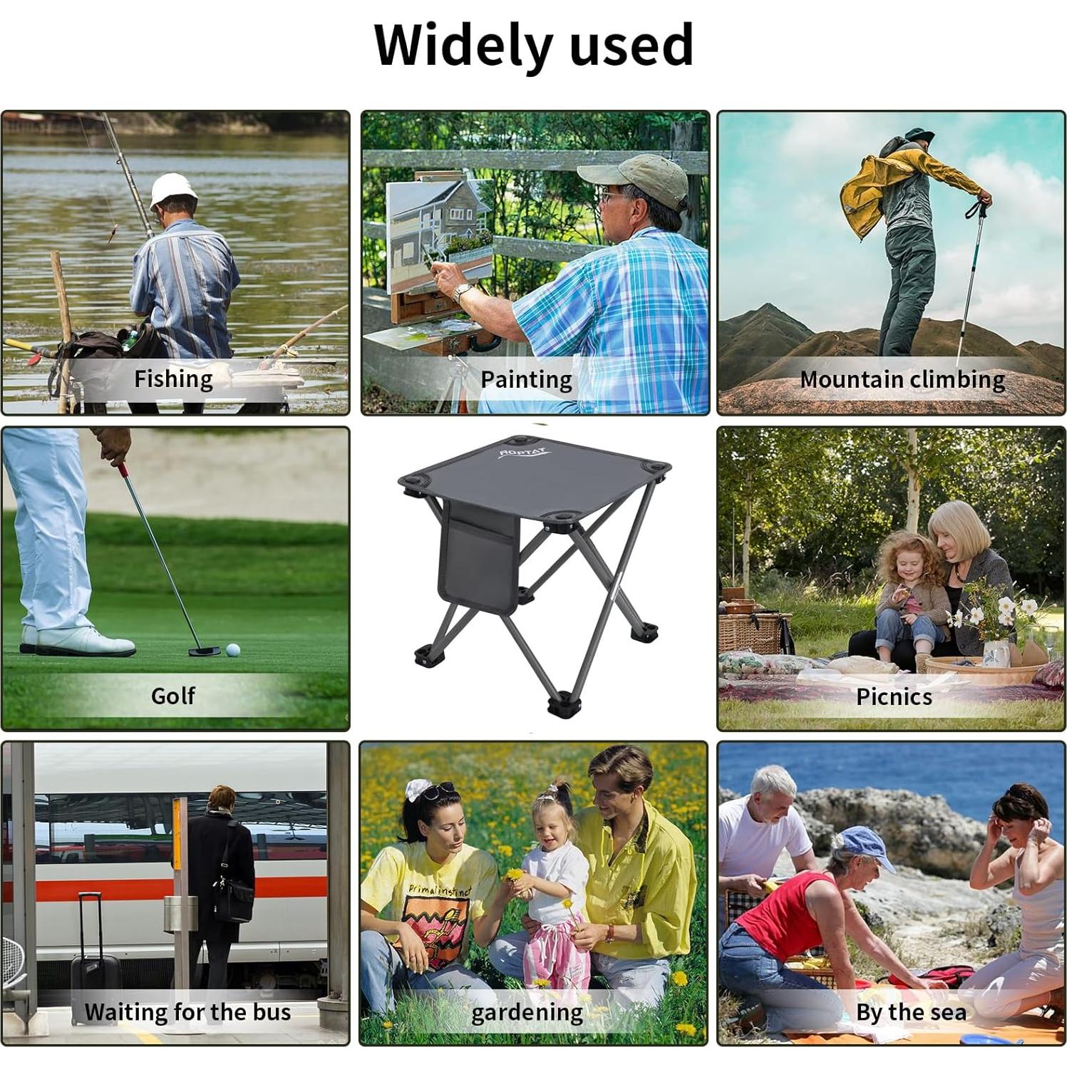 Camping Stool,Portable Folding Compact Lightweight Stool Seat for Camping Fishing Hiking Gardening Outdoor Walking Backpacking Travelling and Beach with Carry Bag (Grey)