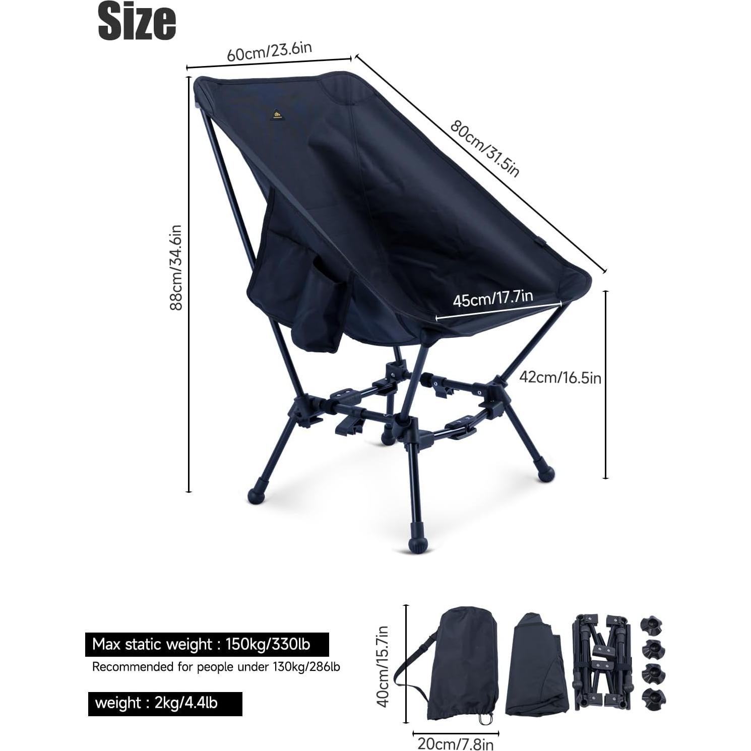 Silla de Playa Plegable iClimb IC608 Antihundimiento 330 lbs