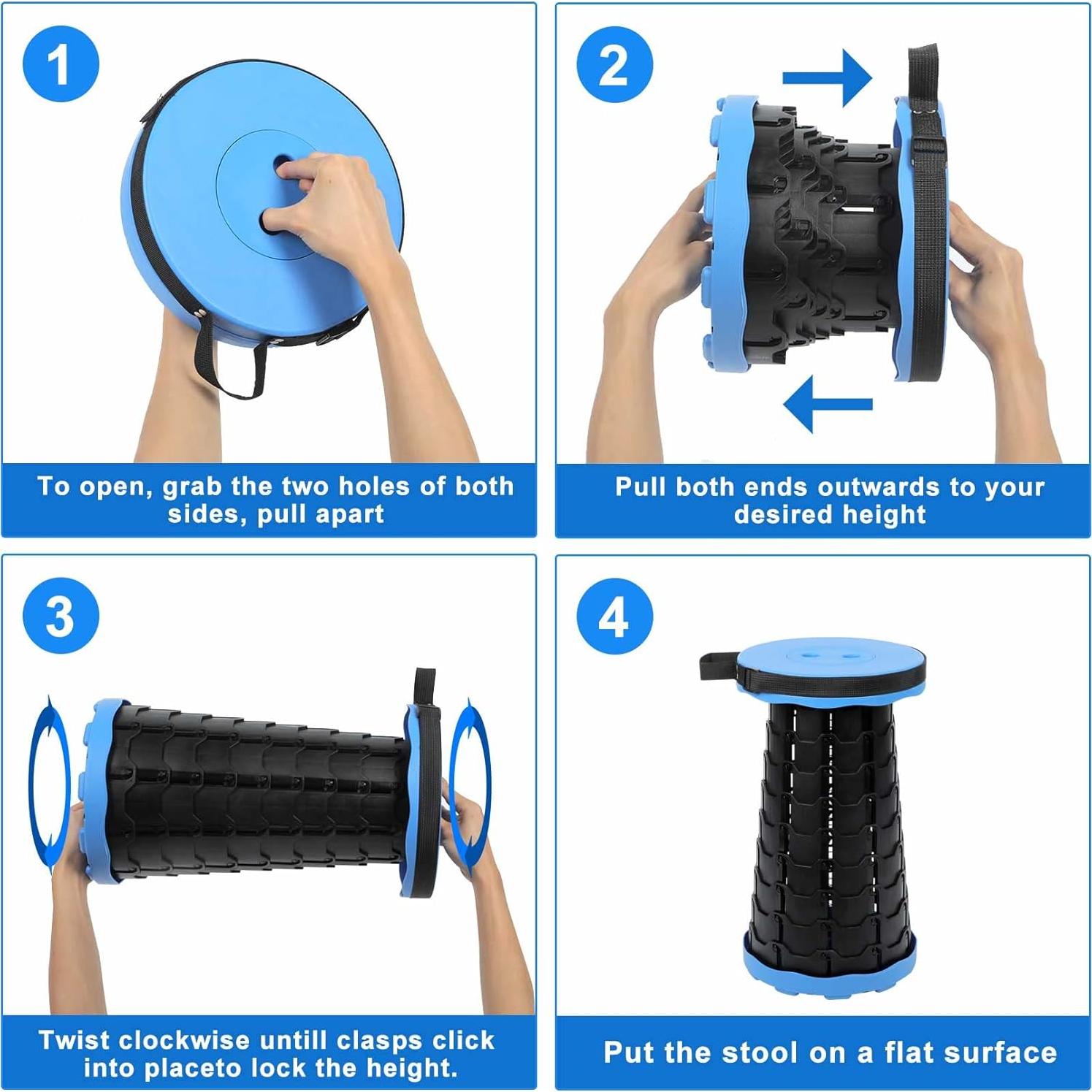 Taburete Telescópico Plegable VOLIXOD Azul 250kg 6.5-44.5cm