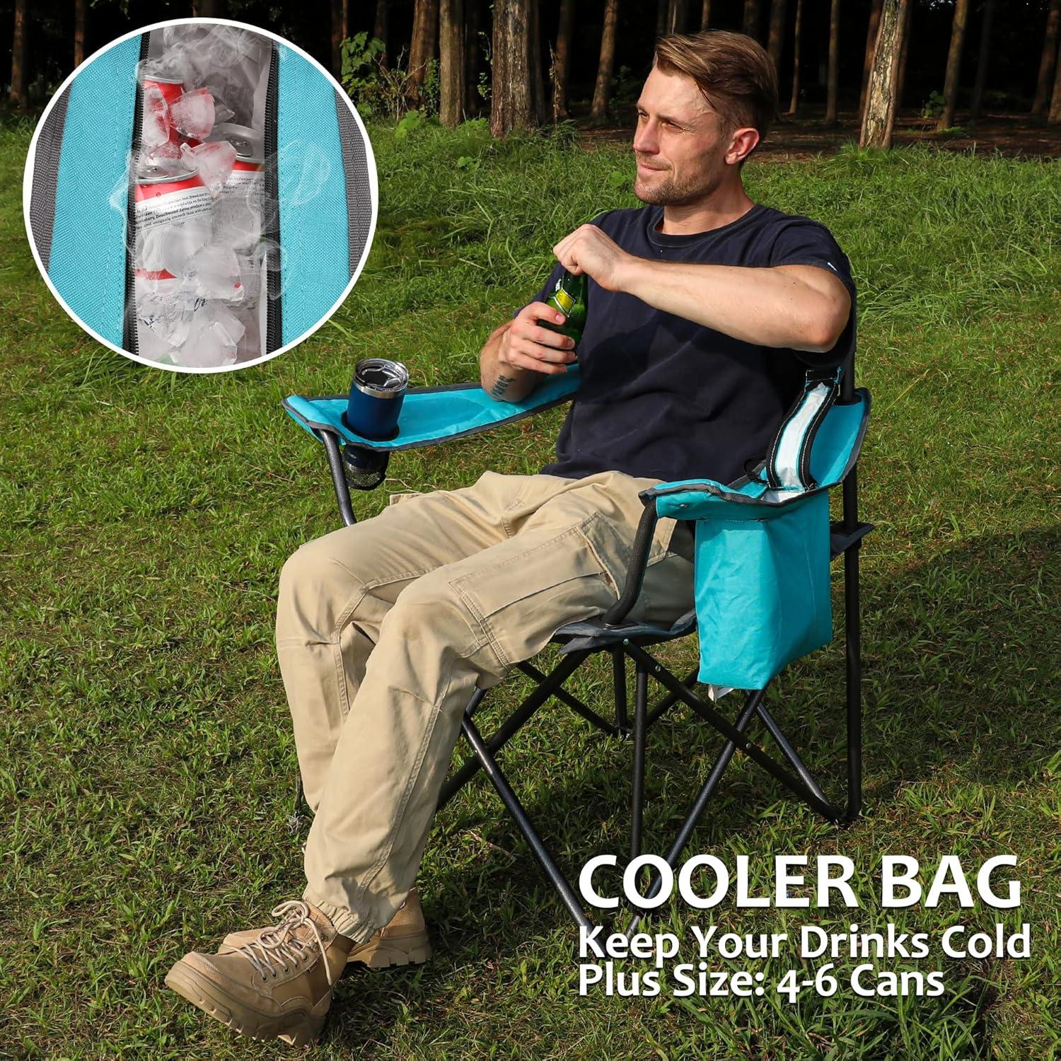 Silla de Camping Plegable VILLEY Azul Soporta 204 kg con Enfriador