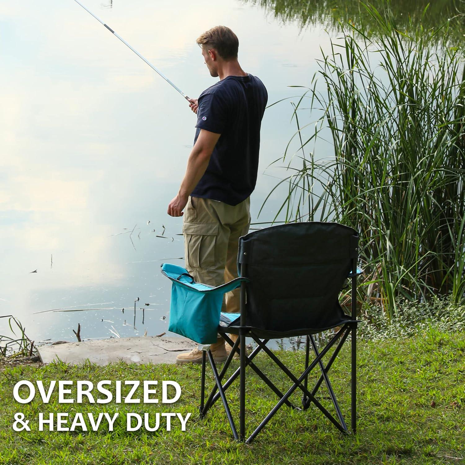 Silla de Camping Plegable VILLEY Azul Soporta 204 kg con Enfriador