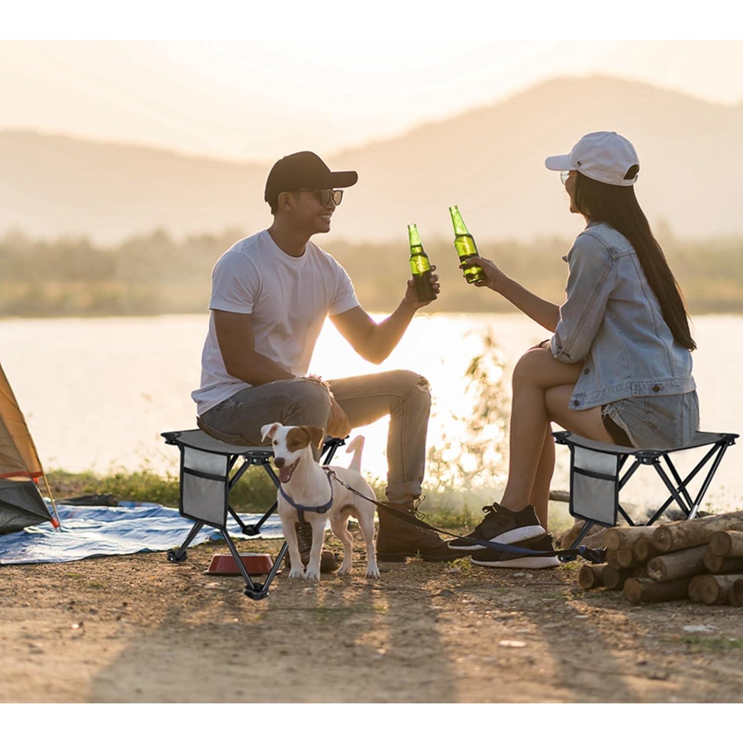 Taburete de Camping Plegable KABOER 2 Pack Gris 181.4 kg