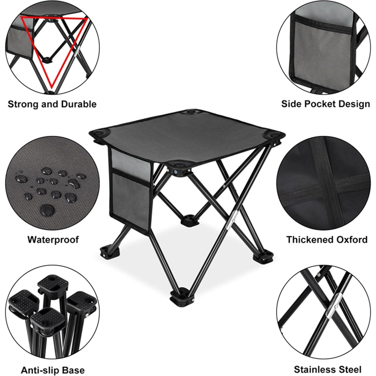 Taburete de Camping Plegable KABOER 2 Pack Gris 181.4 kg