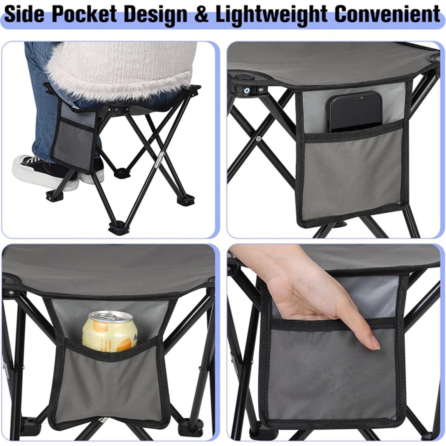 Taburete de Camping Plegable KABOER 2 Pack Gris 181.4 kg