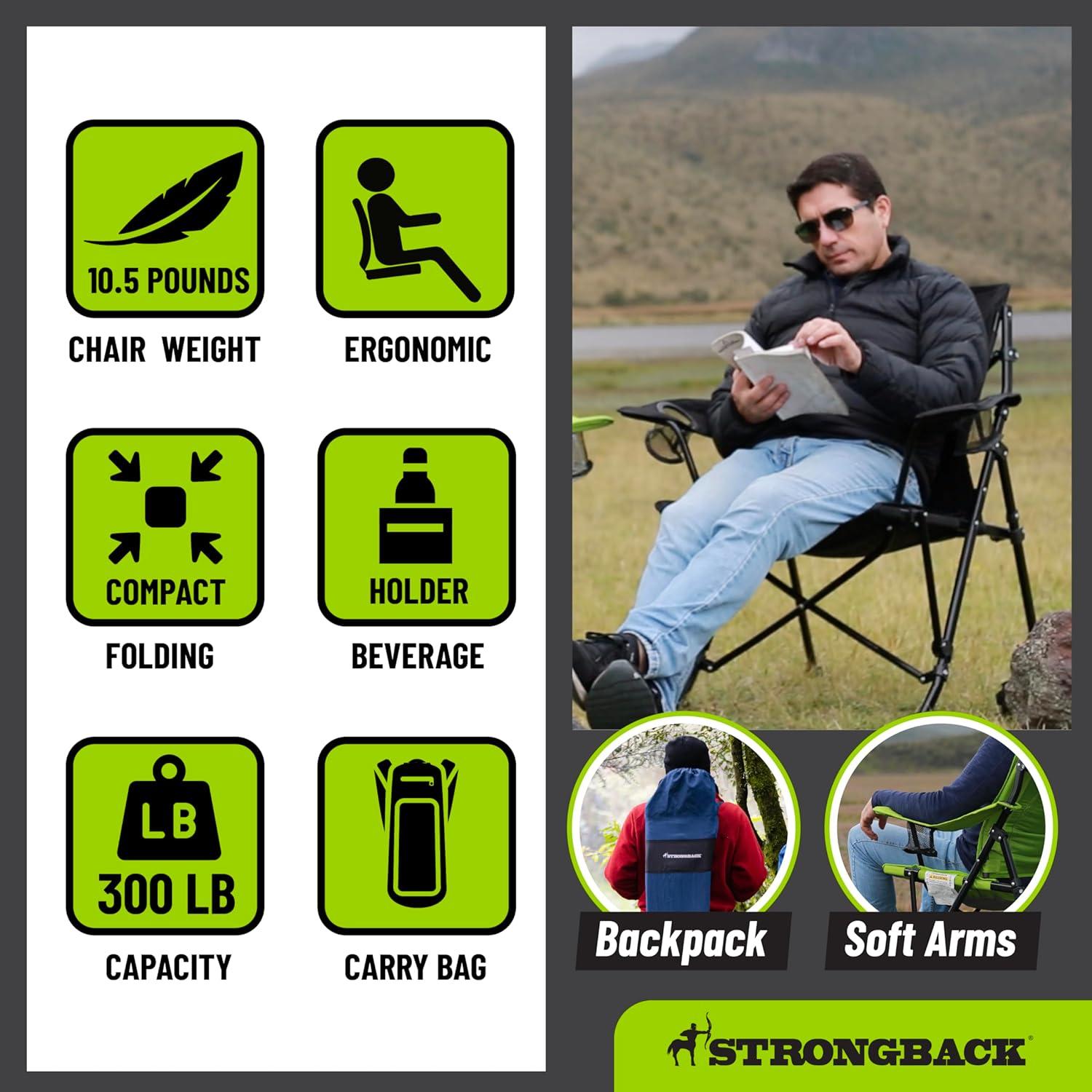 Silla de Camping Plegable STRONGBACK Guru con Soporte Lumbar