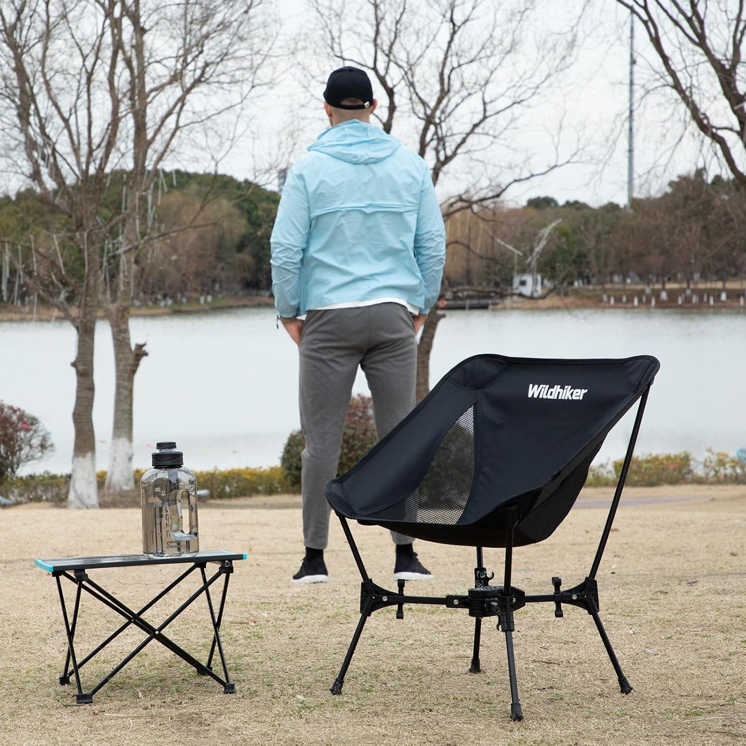 Portable Compact Folding Camping Chairs – Lightweight, Easy to Pack, Wider Seat Surface with Side Pocket – for Lawn, Backpacking, Motorycling, Hiking,Travel, Outdoor Festivals