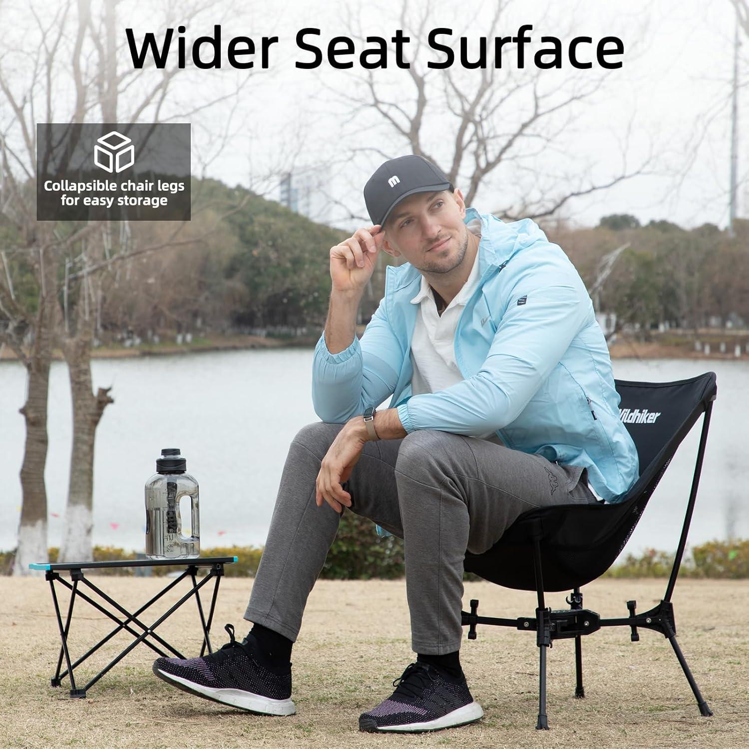 Portable Compact Folding Camping Chairs – Lightweight, Easy to Pack, Wider Seat Surface with Side Pocket – for Lawn, Backpacking, Motorycling, Hiking,Travel, Outdoor Festivals