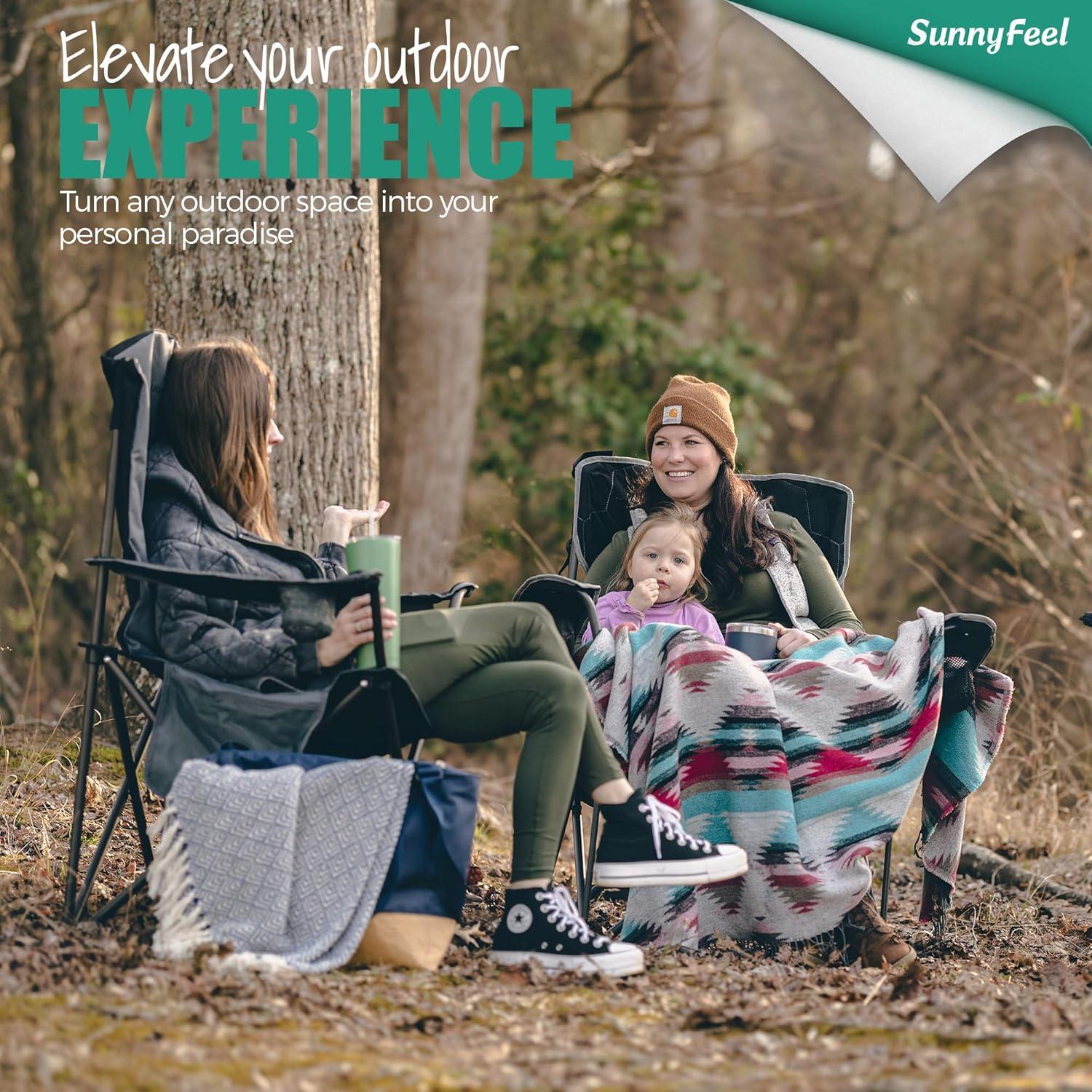 Silla de Camping Plegable Sunnyfeel XL 500 LBS Negra