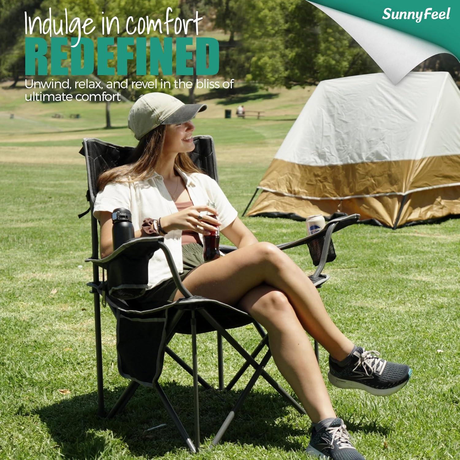 Silla de Camping Plegable Sunnyfeel XL 500 LBS Negra