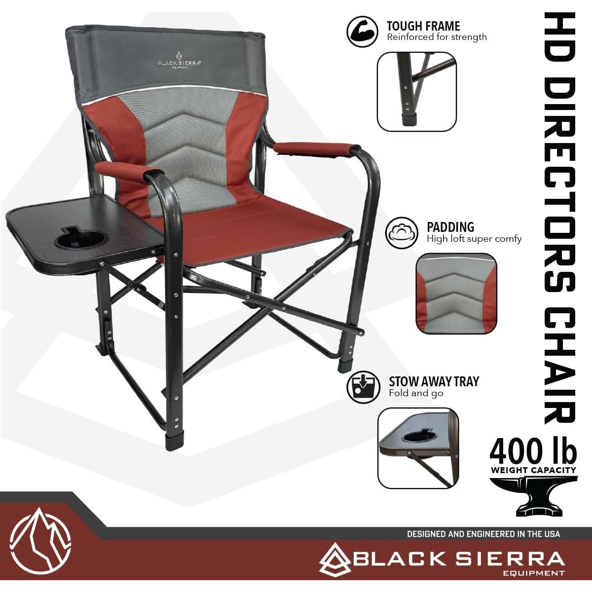 Silla Plegable Black Sierra DRCH-012 con Mesa Lateral 181 kg
