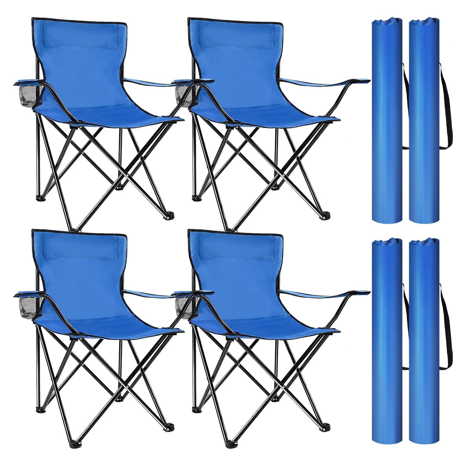 Paquete de 4 Sillas de Camping Plegables FairySandy Azul