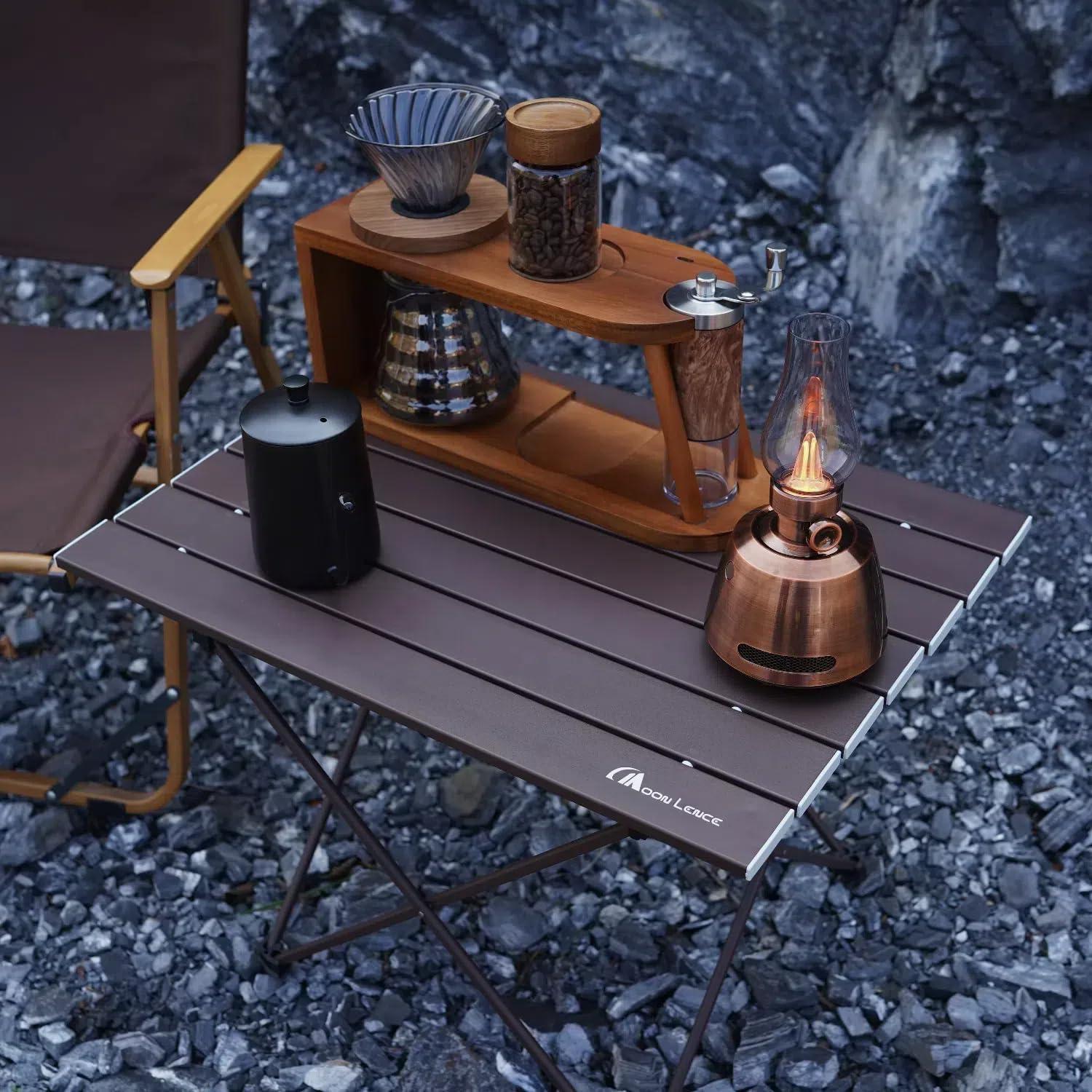 Mesa de Camping Plegable MOON LENCE Aluminio 39.9x35.1cm Moca