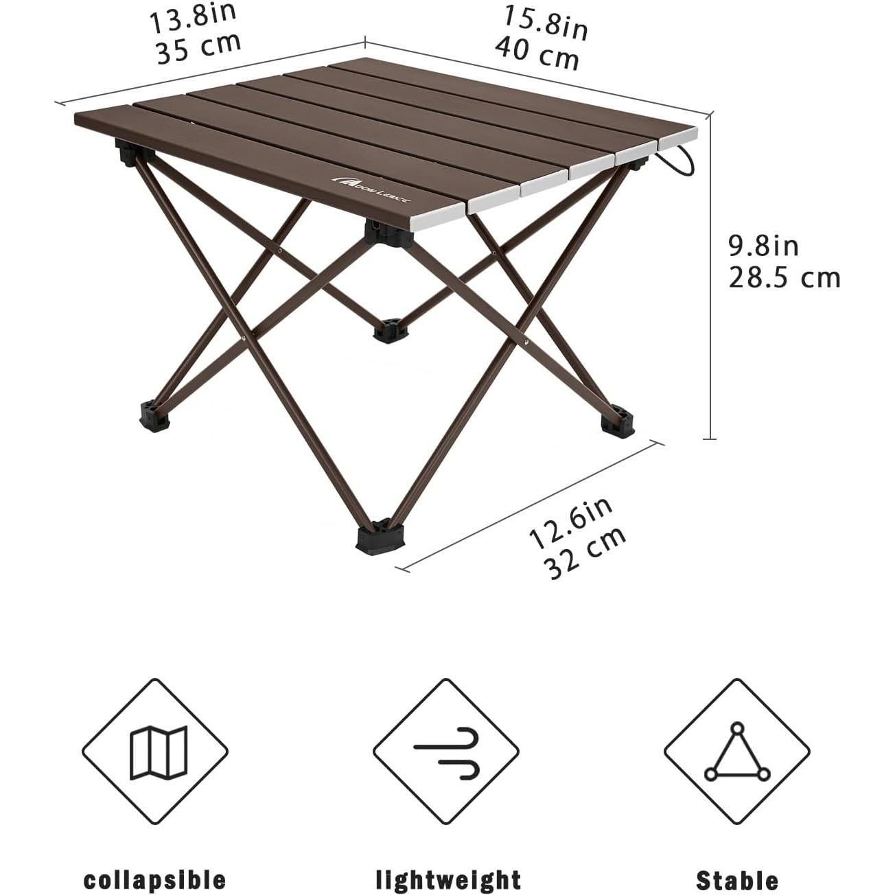 Mesa de Camping Plegable MOON LENCE Aluminio 39.9x35.1cm Moca