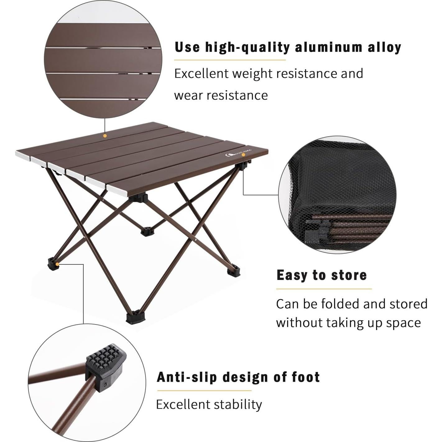 Mesa de Camping Plegable MOON LENCE Aluminio 39.9x35.1cm Moca