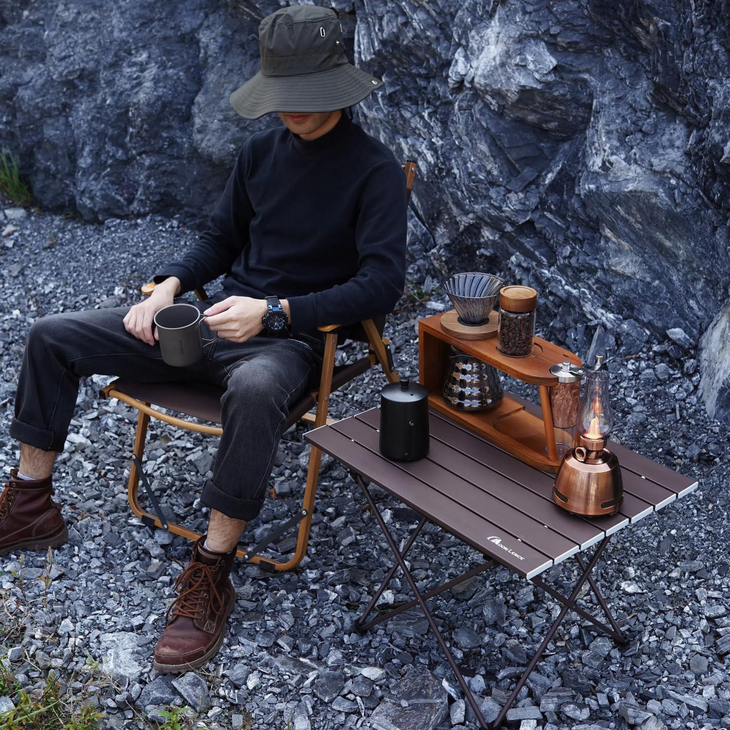 Mesa de Camping Plegable MOON LENCE Aluminio 39.9x35.1cm Moca