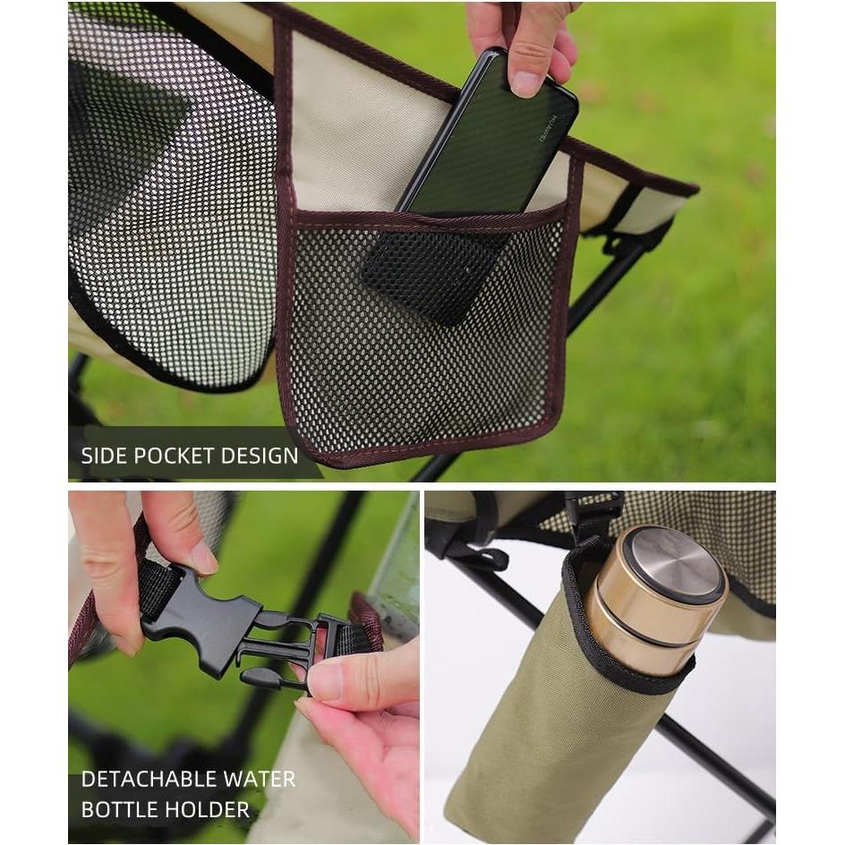 Folding Camping Chair Moon Chair for Adults,Portable Round Chair for Outdoor Hiking, Fishing, Picnic, Camp, Lawn (Black)