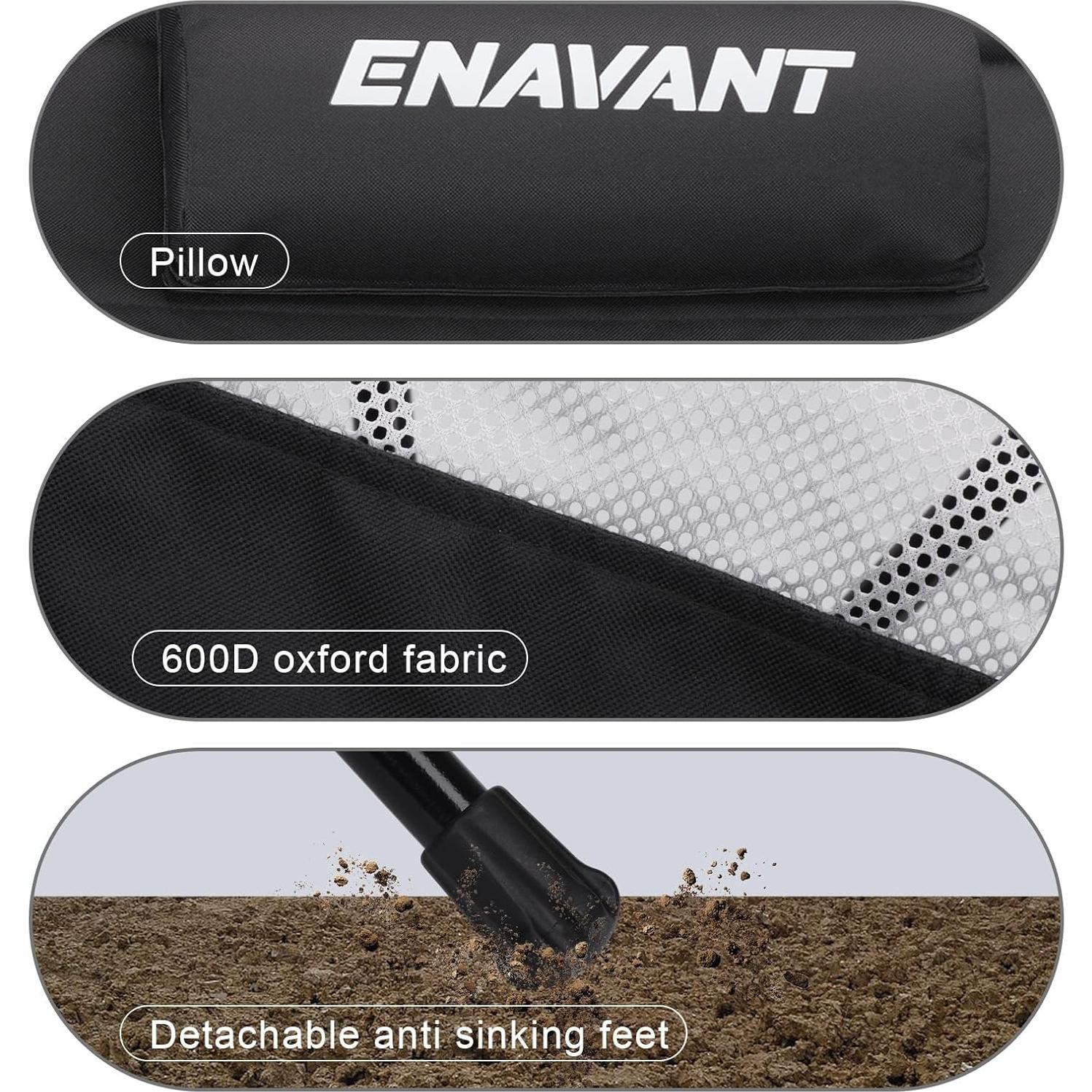 Silla de Camping Plegable ENAVANT EVT-5912 con Reposacabezas y Portavasos