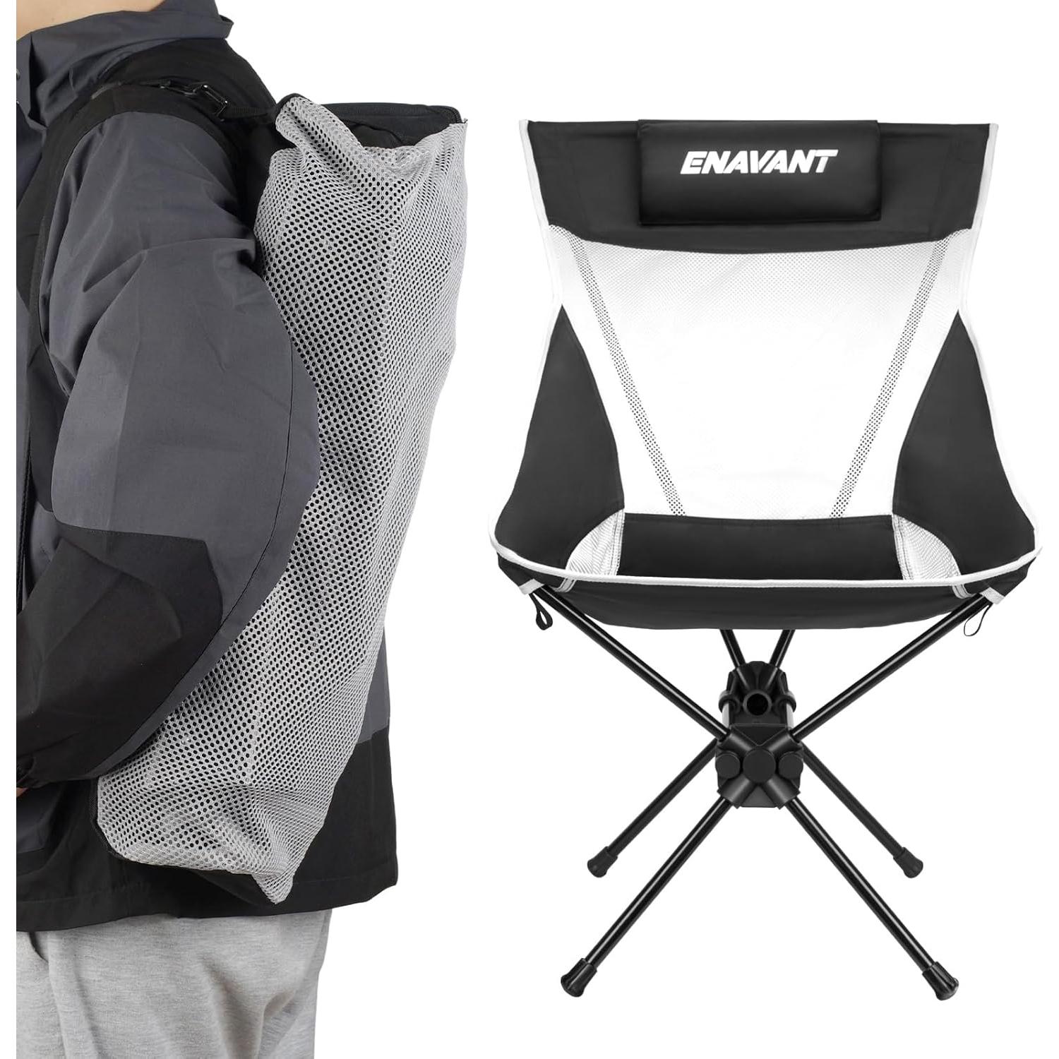 Silla de Camping Plegable ENAVANT EVT-5912 con Reposacabezas y Portavasos