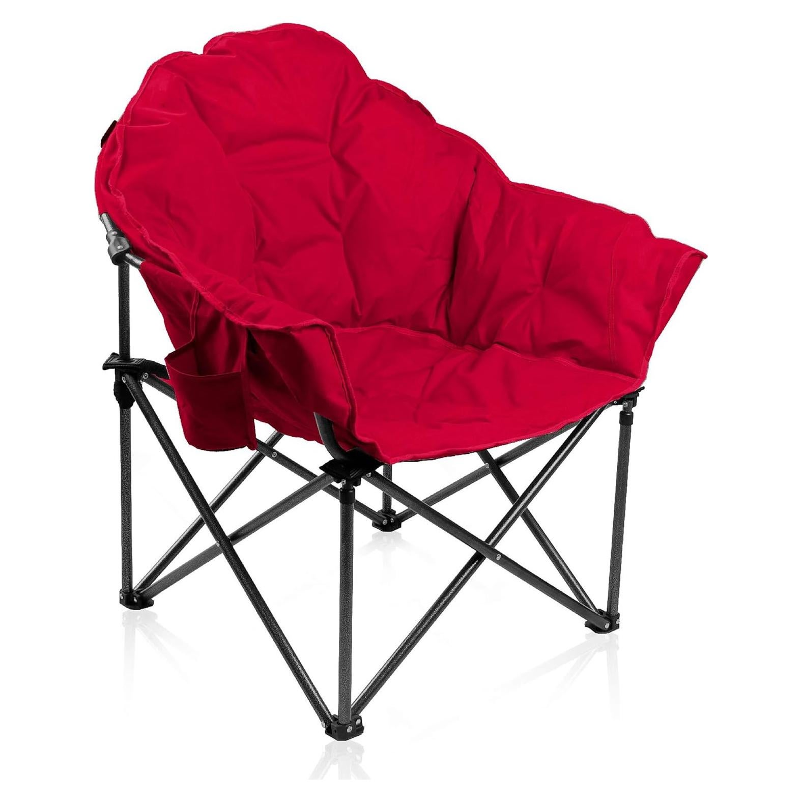 Silla de Camping Plegable ALPHA CAMP con Cojín y Soporte Rojo