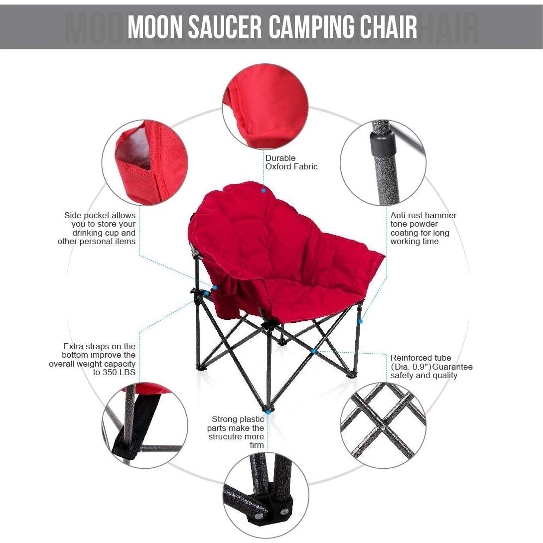 Silla de Camping Plegable ALPHA CAMP con Cojín y Soporte Rojo
