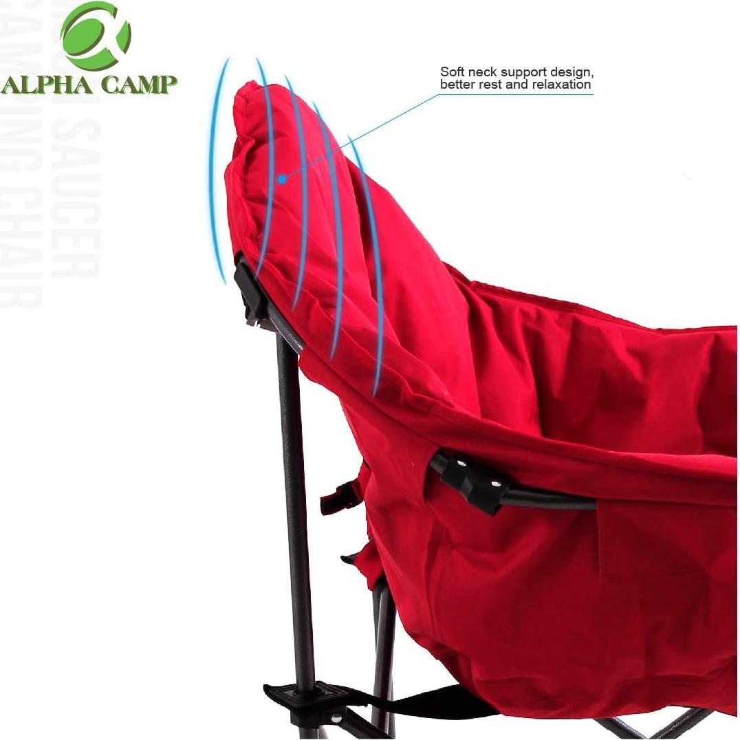 Silla de Camping Plegable ALPHA CAMP con Cojín y Soporte Rojo