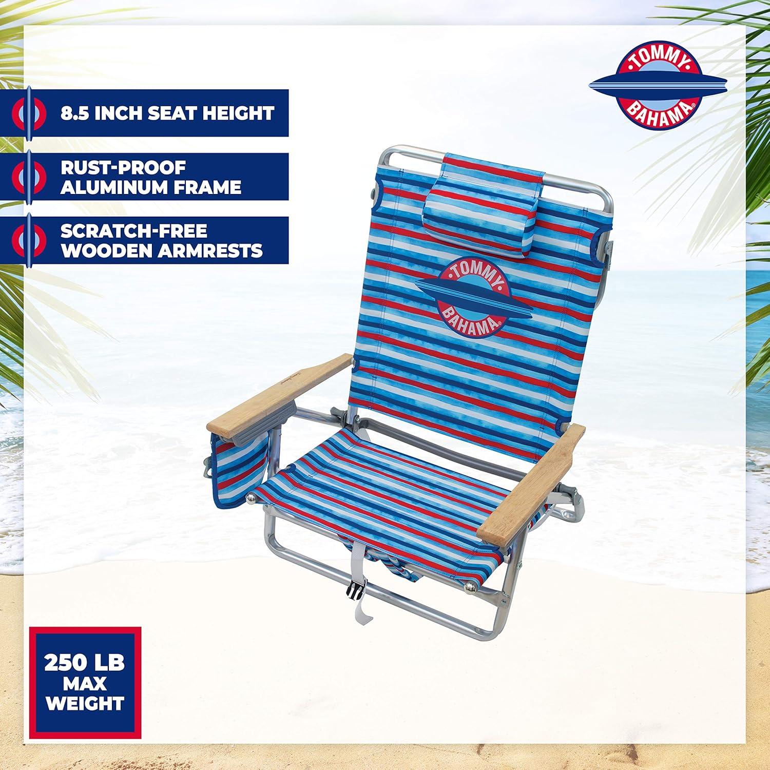 Silla de Playa Plegable Tommy Bahama con Mochila 5 Posiciones