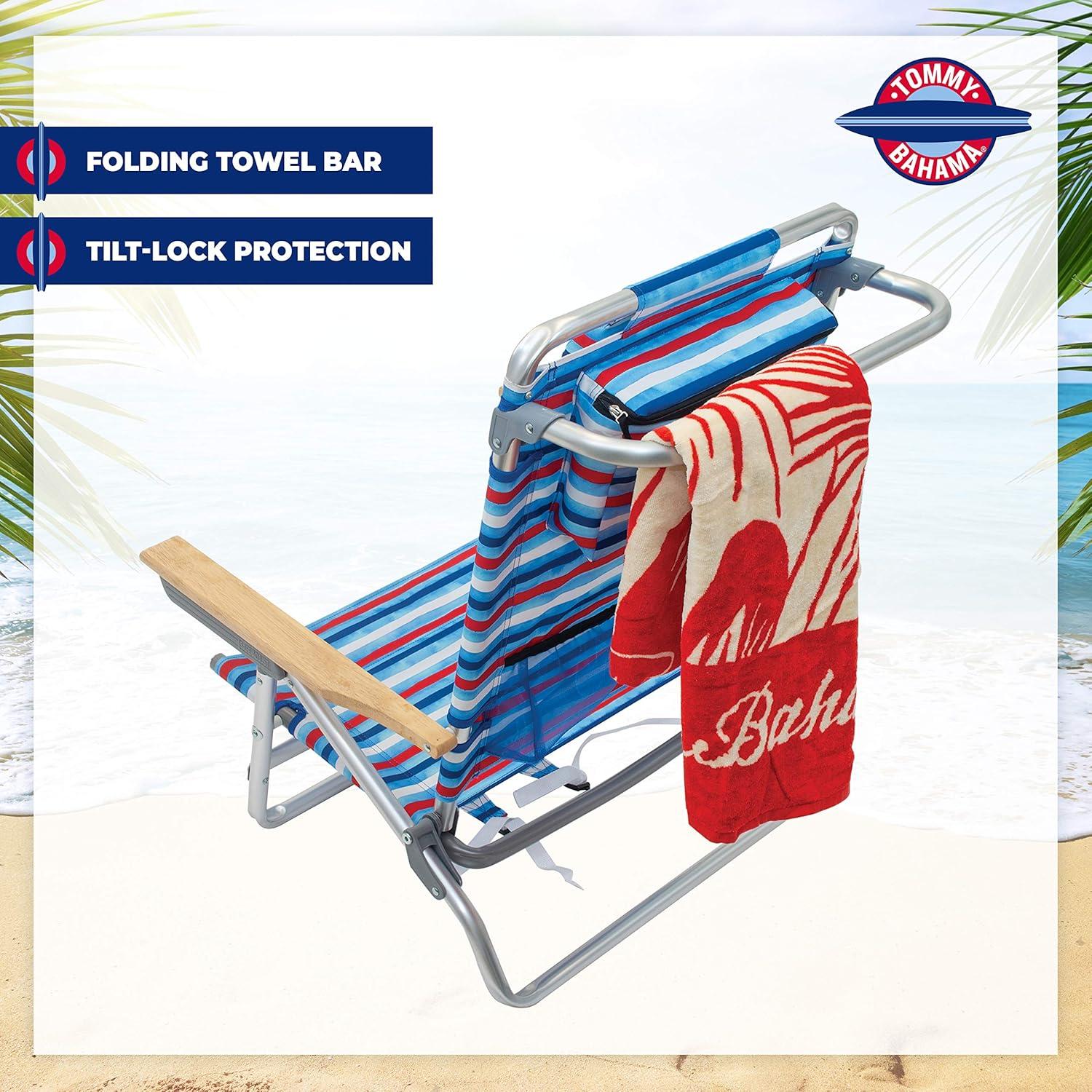 Silla de Playa Plegable Tommy Bahama con Mochila 5 Posiciones