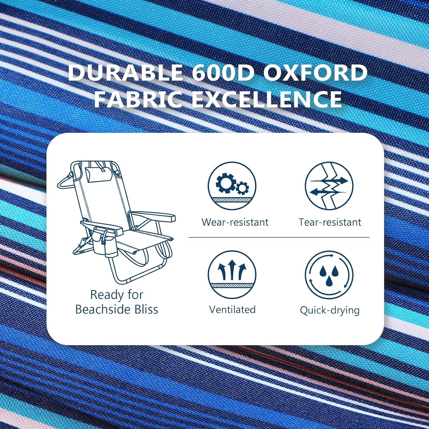 Silla de Playa Alta PASAMIC 5 Posiciones con Bolsa Enfriadora