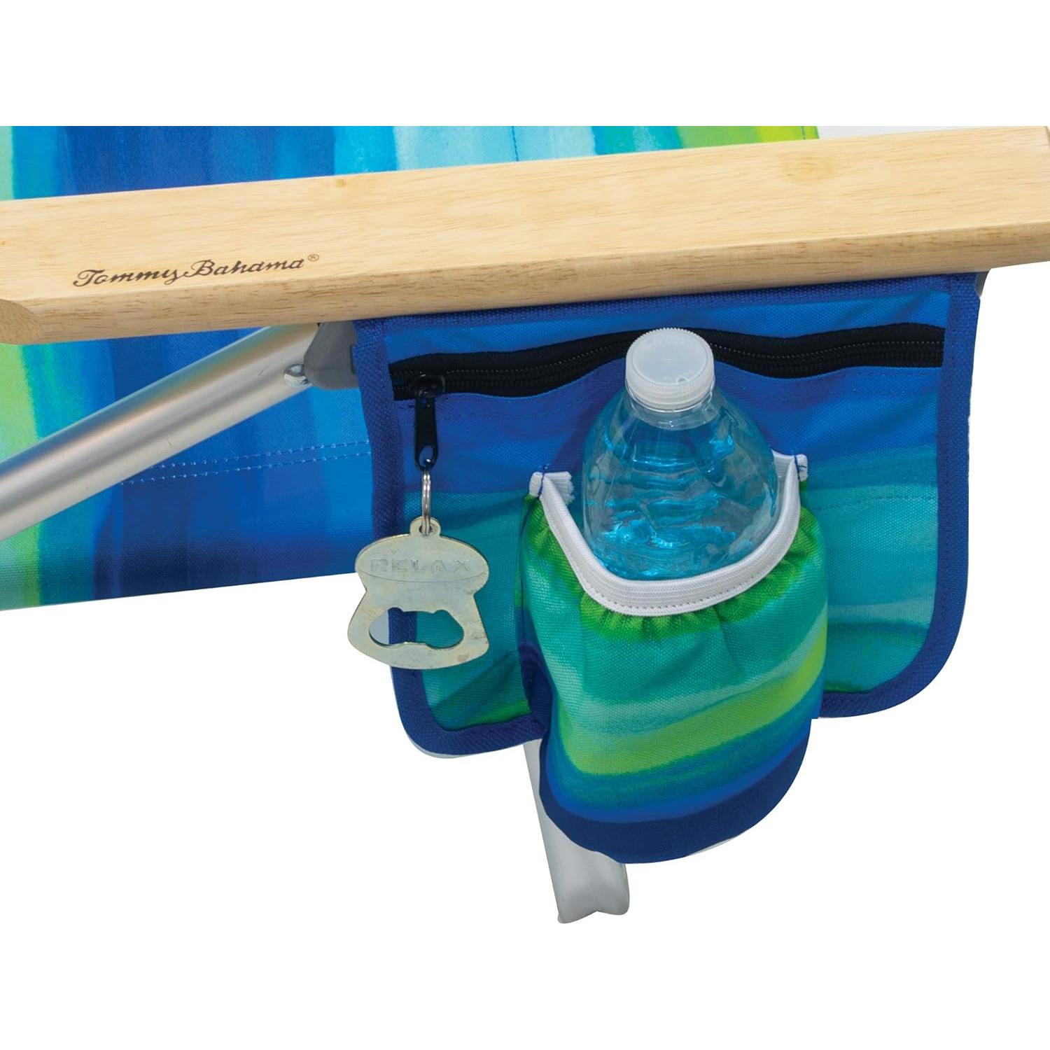 2-Pack 5-Position Classic Lay Flat Backpack Beach Chair with Cooler and Cup Holder, Portable Folding Beach Chair for Tanning, Blue/Green