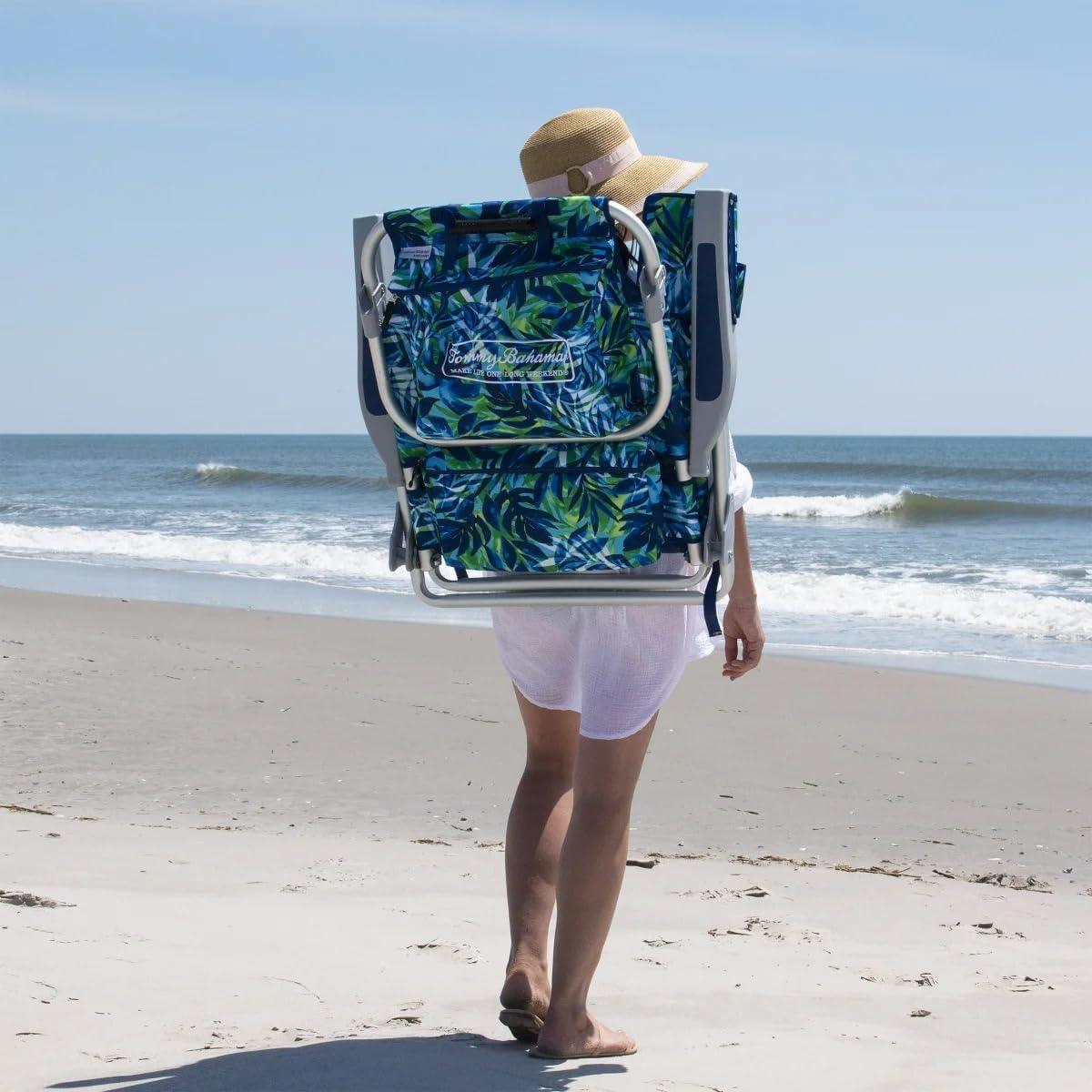 Silla de Playa Tommy Bahama 5 Posiciones Azul con Bolsa Aislada