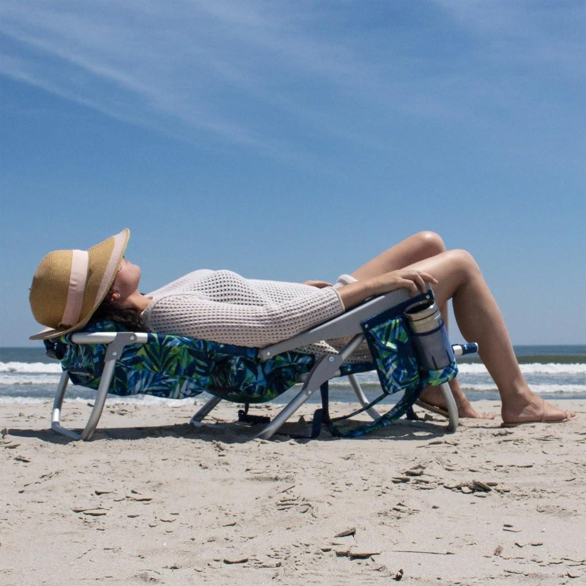 Silla de Playa Tommy Bahama 5 Posiciones Azul con Bolsa Aislada