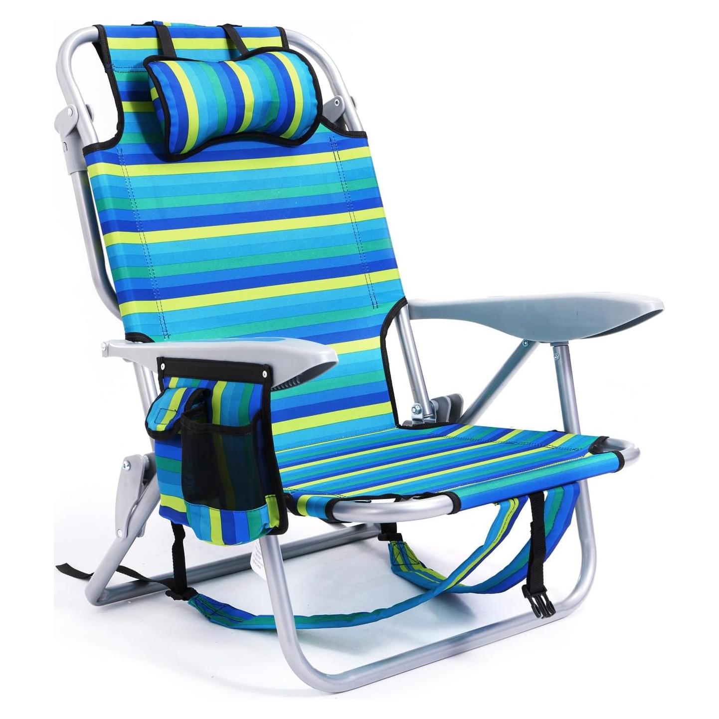 Silla de Playa Plegable Canpsky 2024 Rayas Oceánicas 5 Posiciones