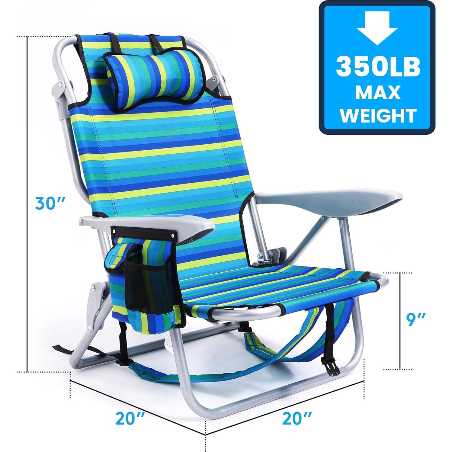 Silla de Playa Plegable Canpsky 2024 Rayas Oceánicas 5 Posiciones