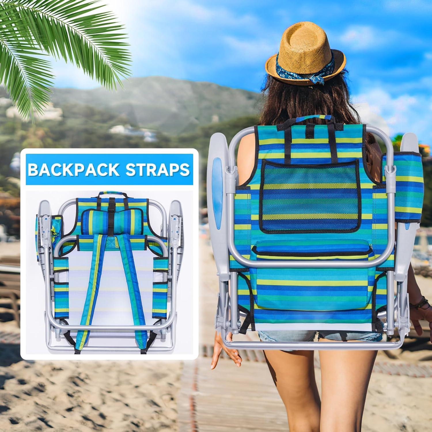 Silla de Playa Plegable Canpsky 2024 Rayas Oceánicas 5 Posiciones