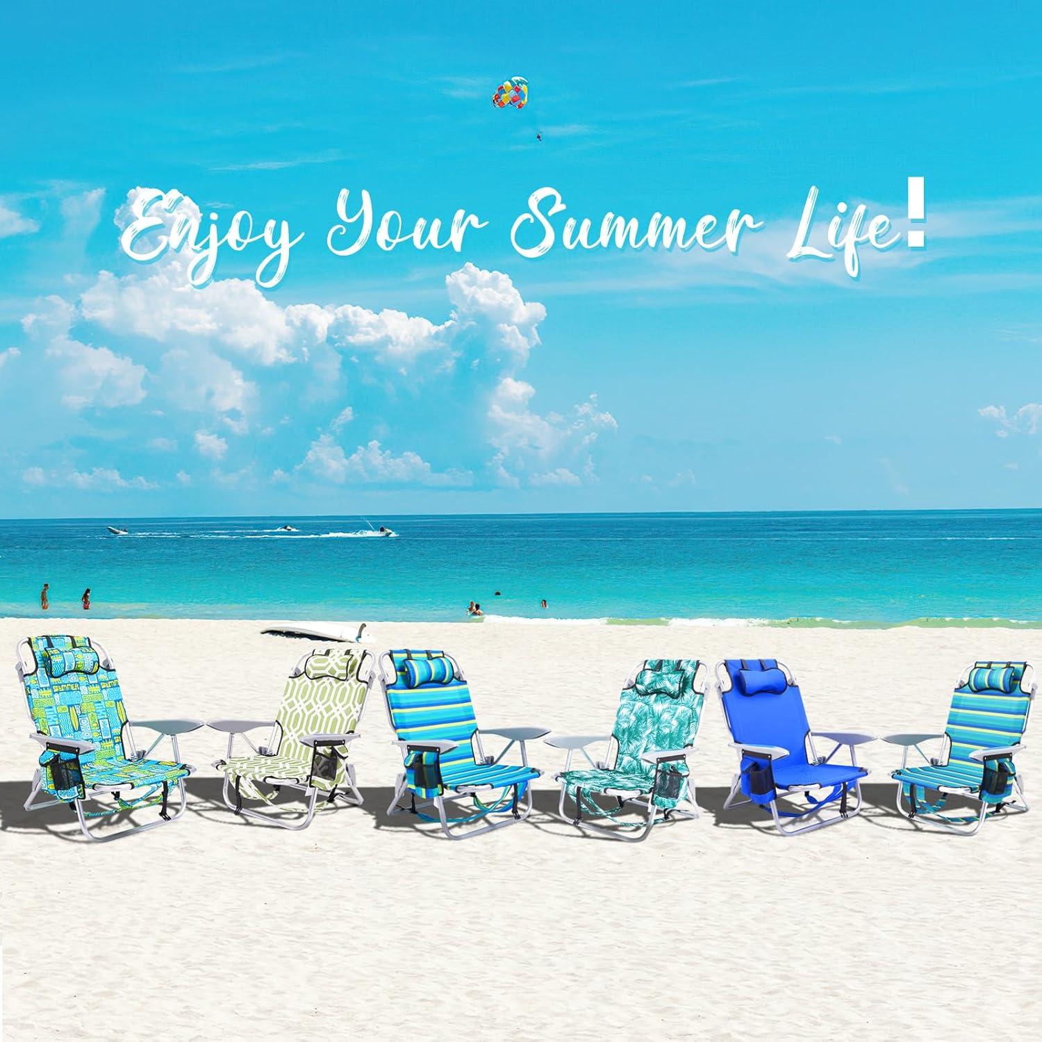 Silla de Playa Plegable Canpsky 2024 Rayas Oceánicas 5 Posiciones